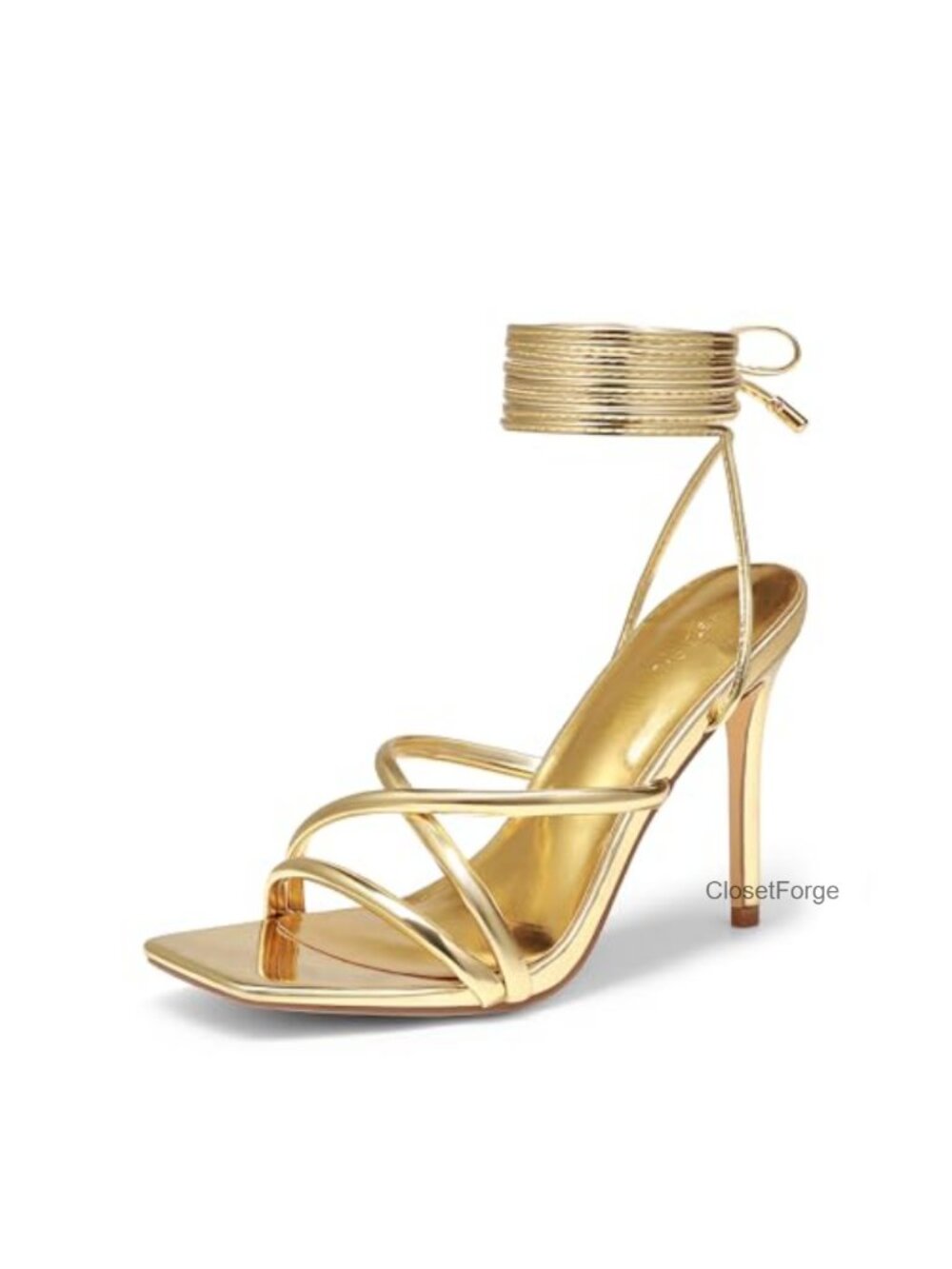 Strappy Stiletto Lace Up Heeled Sandals Square Open Toe Formal